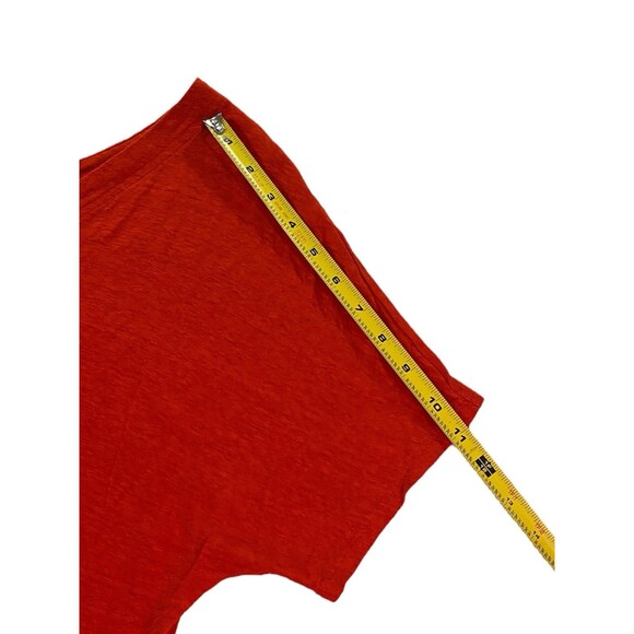 CHICOS 100% Linen Tee Shirt V Neck Short Sleeve Top Orange Size 2 Large T Shirt - Picture 10 of 10